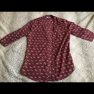 Pink pattern button up blouse